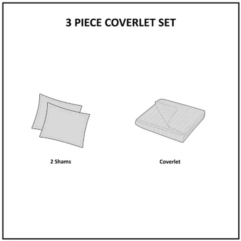 INK+IVY 3-pc. Embroidered Quilt Set