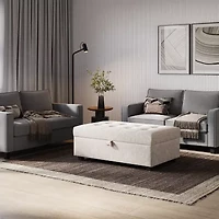 Corliving Aubin Tufted Upholstered Ottoman