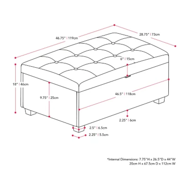 Corliving Aubin Tufted Upholstered Ottoman