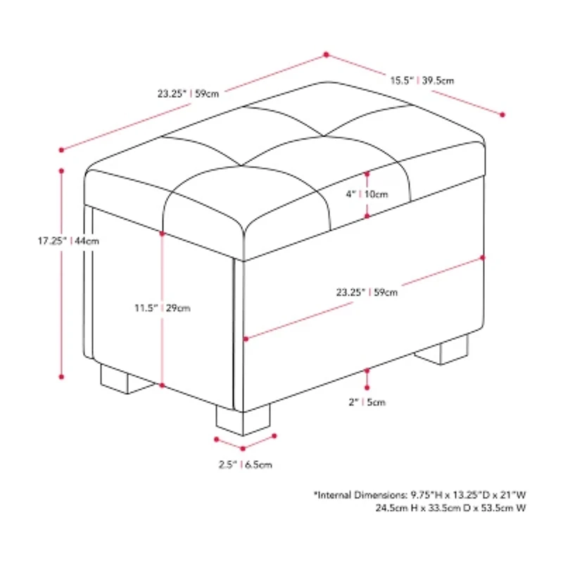 Corliving Asha Tufted Upholstered Ottoman