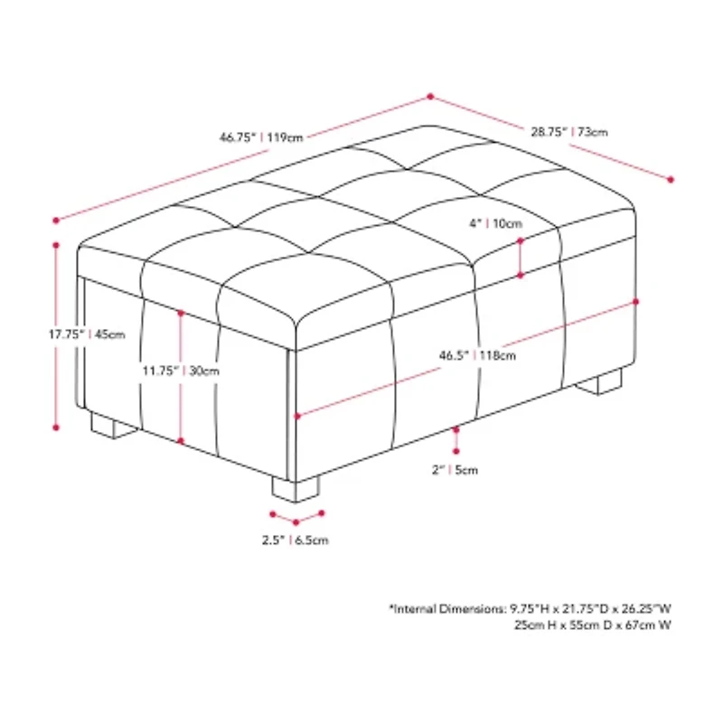 Corliving Yves Tufted Upholstered Ottoman