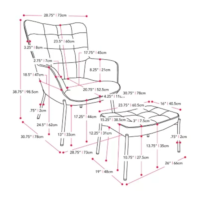 Corliving Charlotte Tufted Upholstered Wingback Chair