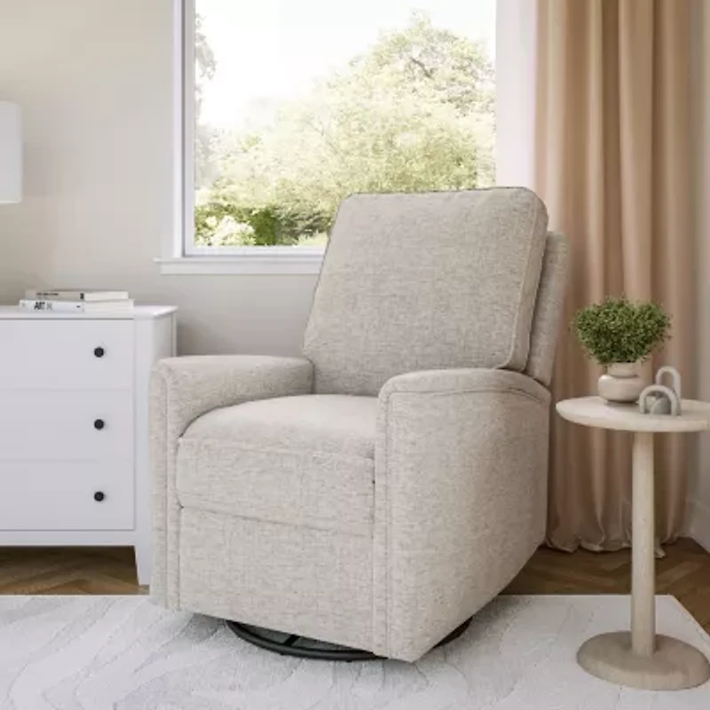 Corliving Jasmine Swivel Curved Slope-Arm Recliner