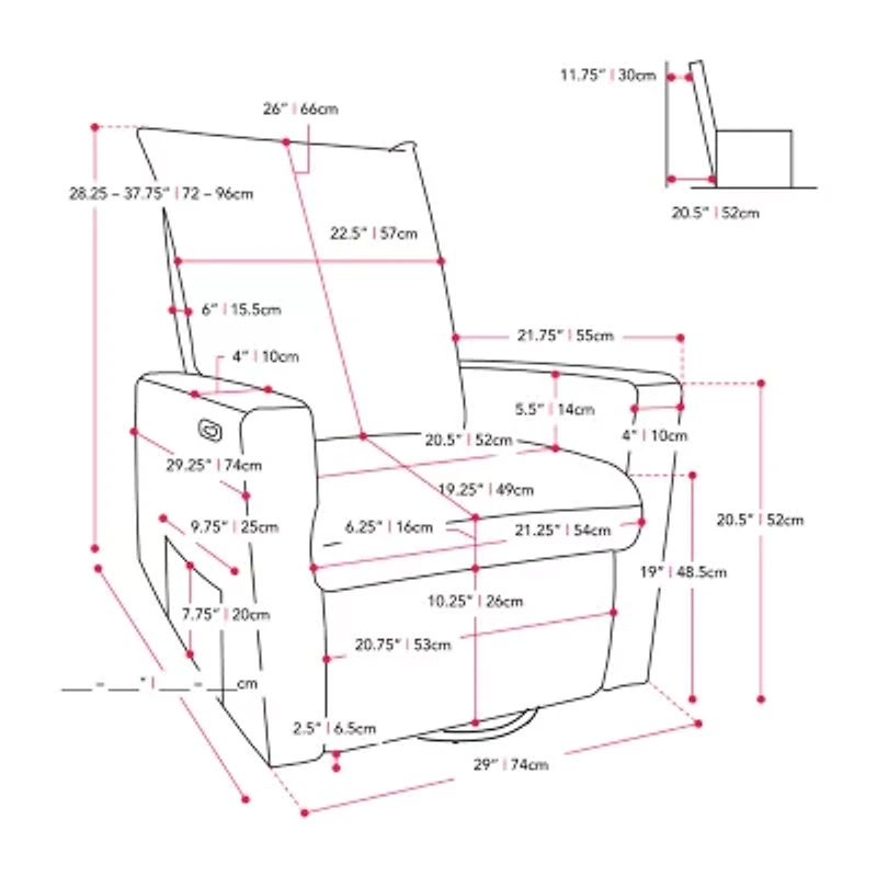 Corliving Caillie Swivel Track-Arm Recliner