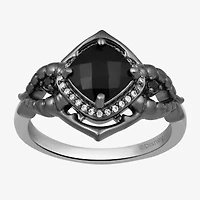 Enchanted Disney Fine Jewelry Villains Womens 1/10 CT. T.W. Genuine Black Onyx Sterling Silver Maleficent Sleeping Beauty Cocktail Ring