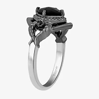 Enchanted Disney Fine Jewelry Villains Womens 1/10 CT. T.W. Genuine Black Onyx Sterling Silver Maleficent Sleeping Beauty Cocktail Ring