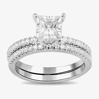 (G / Si2) Womens 1 CT. T.W. Lab Grown White Diamond Sterling Silver Side Stone Wedding Bridal Set