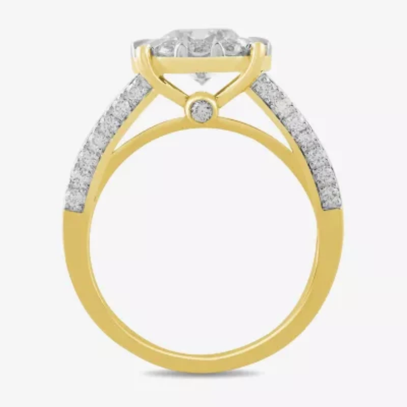 (G / Si2) Womens 3 CT. T.W. Lab Grown White Diamond 10K Gold Round Side Stone Wedding Bridal Set
