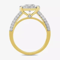 (G / Si2) Womens 3 CT. T.W. Lab Grown White Diamond 10K Gold Round Side Stone Wedding Bridal Set