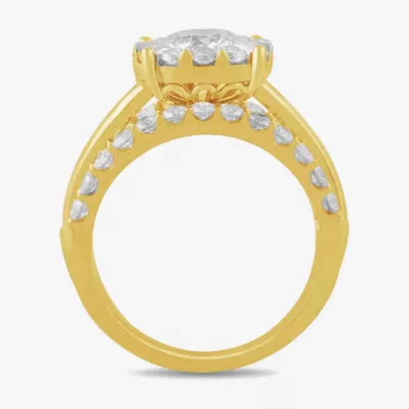 (G / Si2) Womens 3 1/2 CT. T.W Lab Grown White Diamond 10K Gold Round Side Stone Wedding Bridal Set