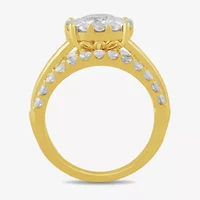 (G / Si2) Womens 3 1/2 CT. T.W Lab Grown White Diamond 10K Gold Round Side Stone Wedding Bridal Set