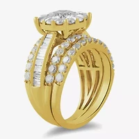 (G / Si2) Womens 3 1/2 CT. T.W Lab Grown White Diamond 10K Gold Round Side Stone Wedding Bridal Set