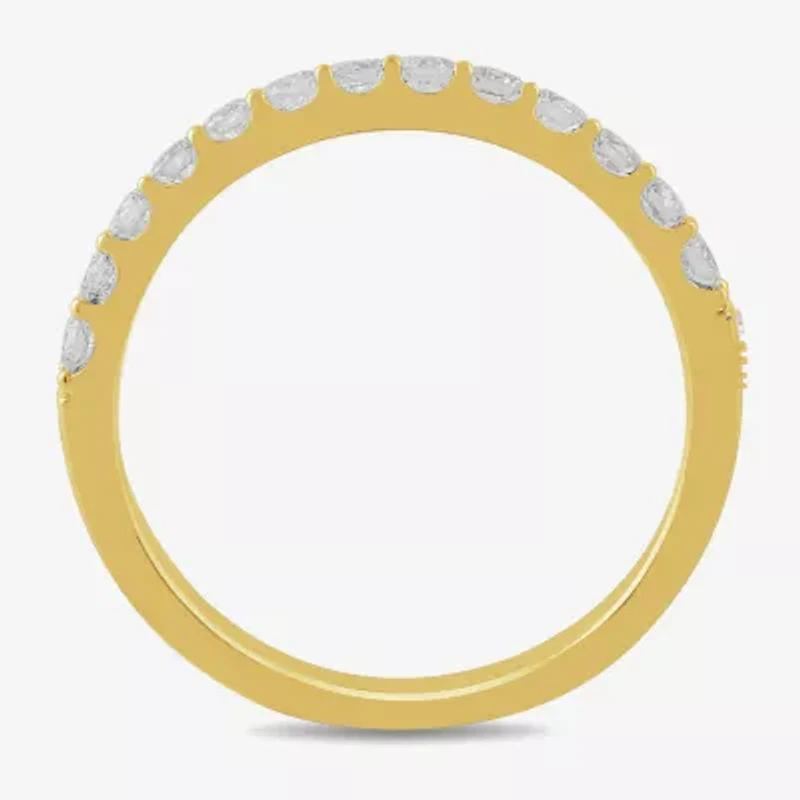 (G / Si2) Womens 3 1/2 CT. T.W Lab Grown White Diamond 10K Gold Round Side Stone Wedding Bridal Set