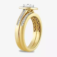 Womens 1 CT. T.W. Lab Grown White Diamond 14K Gold Over Silver Wedding Bridal Set