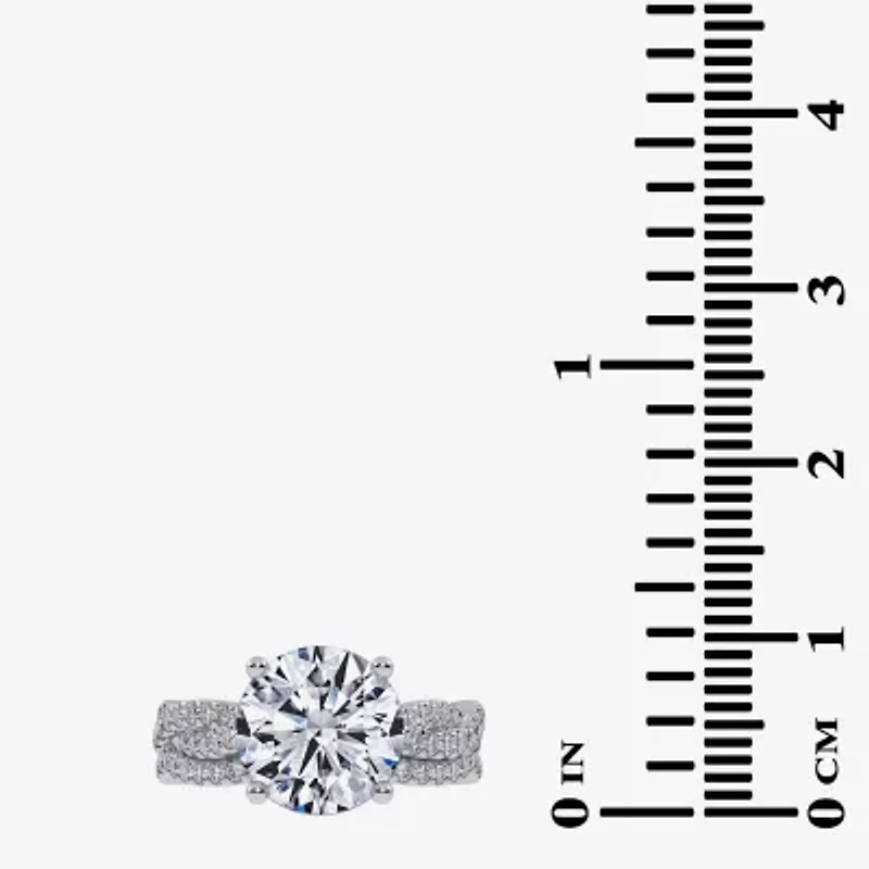 G-H / Si1-Si2) Womens 3 1/2 CT. T.W Lab Grown White Diamond 14K Gold Round Side Stone Engagement Ring