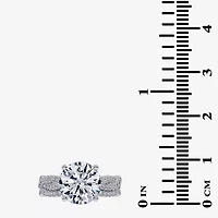 G-H / Si1-Si2) Womens 3 1/2 CT. T.W Lab Grown White Diamond 14K Gold Round Side Stone Engagement Ring