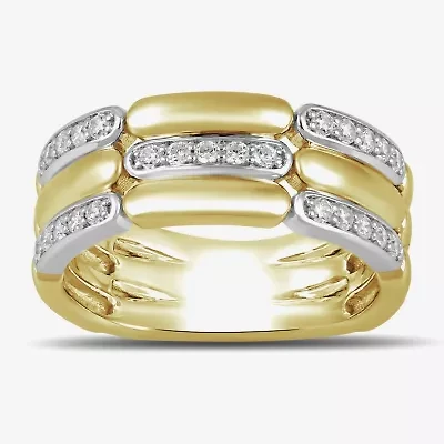 (I / I2) Womens 1/3 CT. T.W. Lab Grown White Diamond 14K Gold Over Silver Band