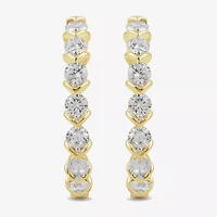 (I / I1-I2) Womens 1 CT. T.W. Lab Grown White Diamond 14K Gold Over Silver Sterling Silver 21.3mm Hoop Earrings
