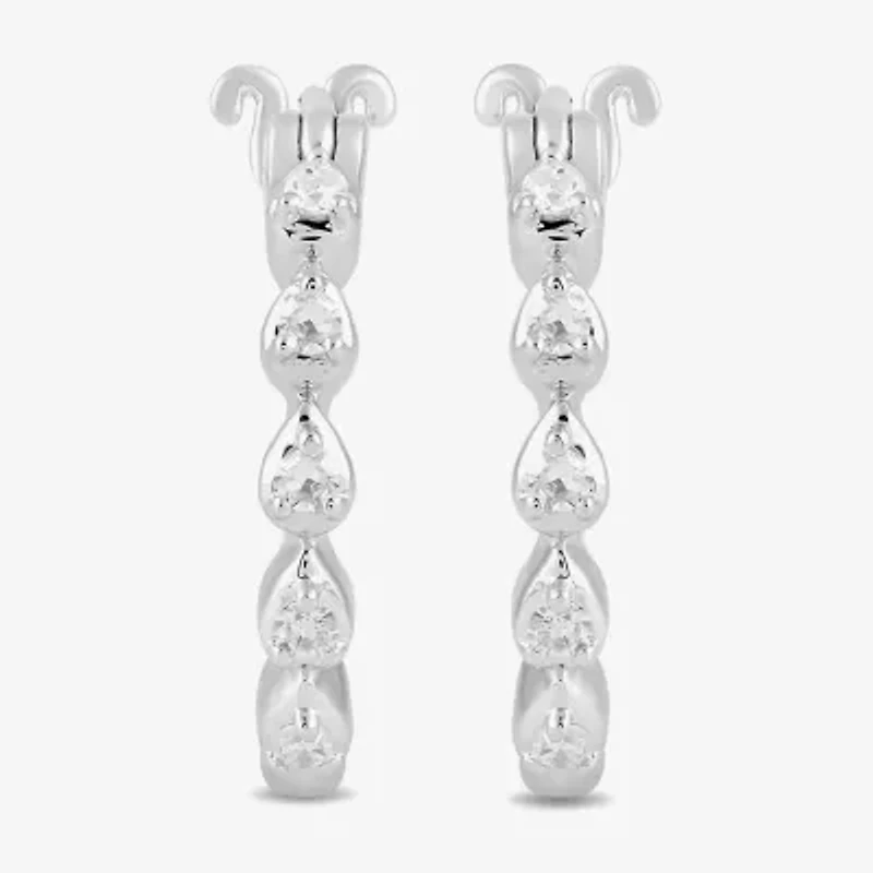 (I / I2) Womens 1/10 CT. T.W. Lab Grown White Diamond Sterling Silver 14.8mm Hoop Earrings