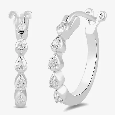 (I / I2) Womens 1/10 CT. T.W. Lab Grown White Diamond Sterling Silver 14.8mm Hoop Earrings