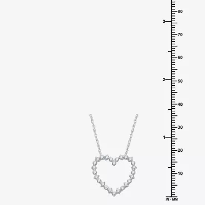 Womens 1/ CT. T.W. Lab Grown White Diamond Sterling Silver Heart 18 Inch Pendant Necklace