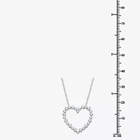 Womens 1/ CT. T.W. Lab Grown White Diamond Sterling Silver Heart 18 Inch Pendant Necklace