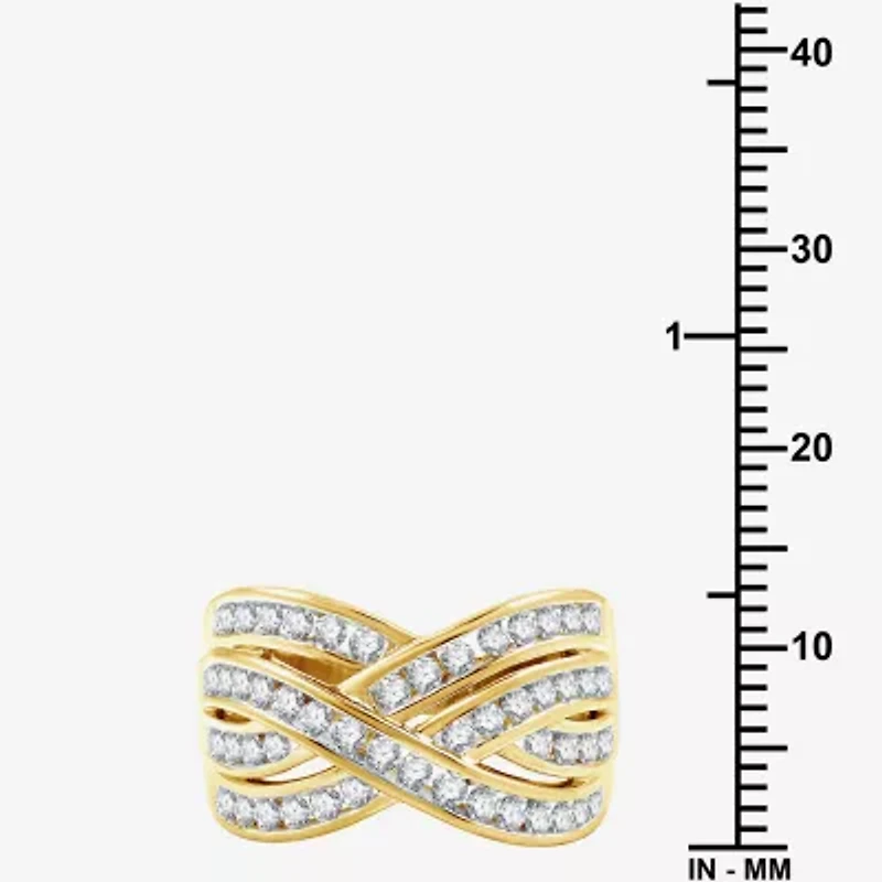 Womens 1 CT. T.W. Lab Grown White Diamond 14K Gold Over Silver Sterling Band