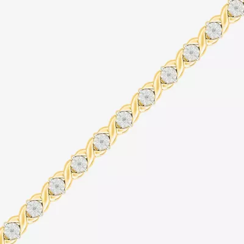 Womens 1/10 CT. T.W. Natural White Diamond Sterling Silver 7.5 Inch Tennis Bracelet