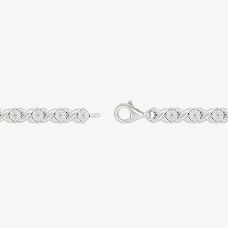 Womens 1/10 CT. T.W. Natural White Diamond Sterling Silver 7.5 Inch Tennis Bracelet
