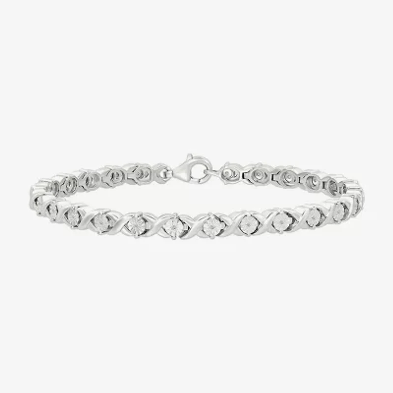 Womens 1/10 CT. T.W. Natural White Diamond Sterling Silver 7.5 Inch Tennis Bracelet