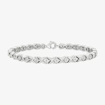 Womens 1/10 CT. T.W. Natural White Diamond Sterling Silver 7.5 Inch Tennis Bracelet
