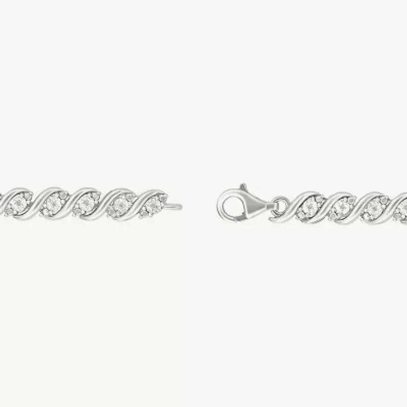 Womens 1/10 CT. T.W. Natural White Diamond Sterling Silver 7.25 Inch Tennis Bracelet