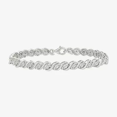 Womens 1/10 CT. T.W. Natural White Diamond Sterling Silver 7.25 Inch Tennis Bracelet