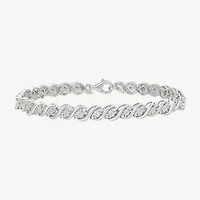 Womens 1/10 CT. T.W. Natural White Diamond Sterling Silver 7.25 Inch Tennis Bracelet