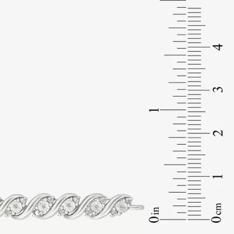 Womens 1/10 CT. T.W. Natural White Diamond Sterling Silver 7.25 Inch Tennis Bracelet