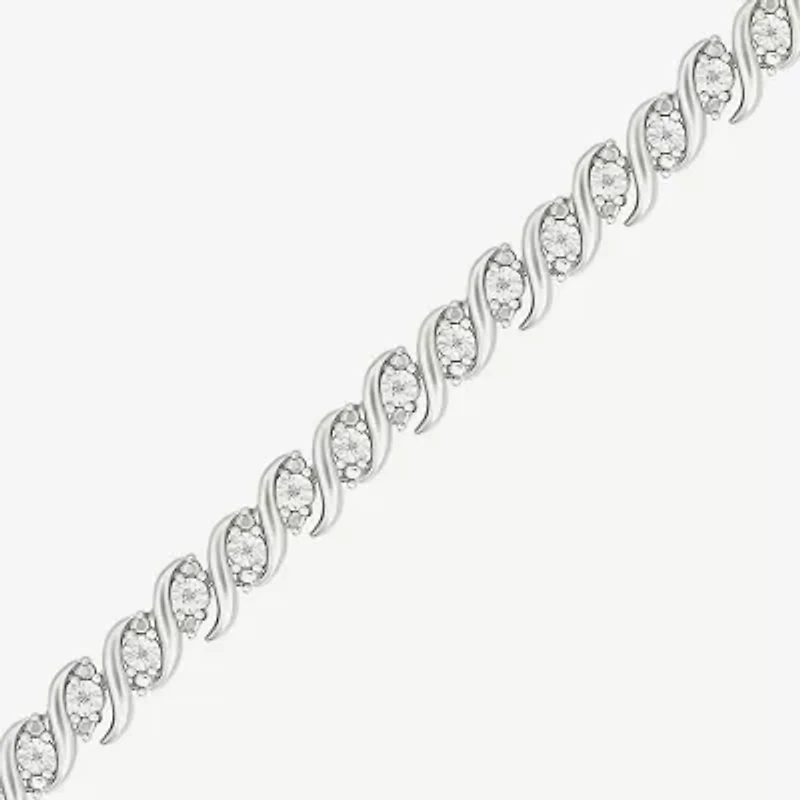 Womens 1/10 CT. T.W. Natural White Diamond Sterling Silver 7.25 Inch Tennis Bracelet