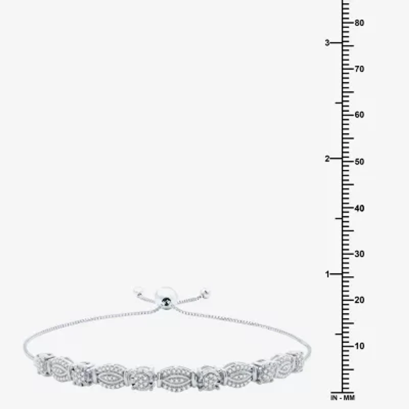 (G-H / Si2-Si3) Womens 1/2 CT. T.W. Lab Grown White Diamond Sterling Silver Bolo Bracelet