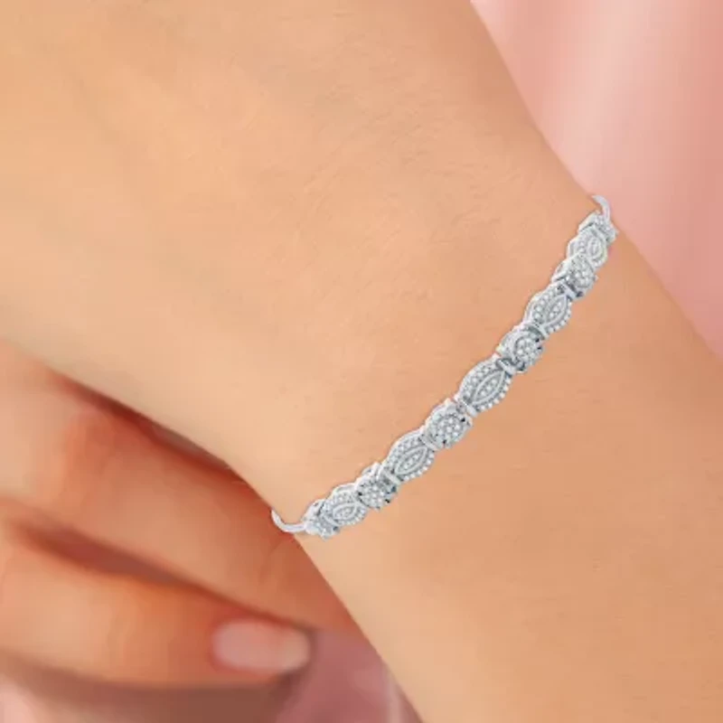 (G-H / Si2-Si3) Womens 1/2 CT. T.W. Lab Grown White Diamond Sterling Silver Bolo Bracelet