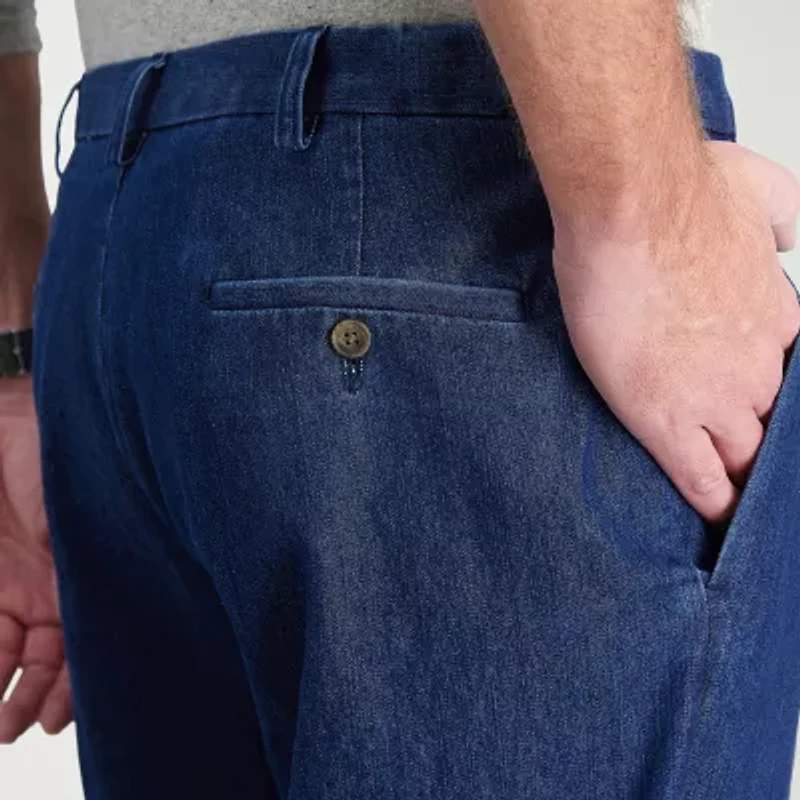 Haggar Stretch Denim Mens Classic Fit Pleated Pant