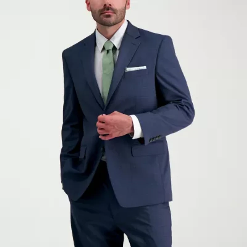 Haggar JMH Sharkskin Mens Stretch Fabric Classic Fit Windowpane Suit Jacket