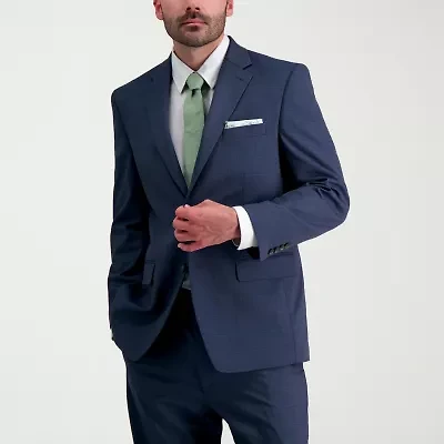 Haggar JMH Sharkskin Mens Stretch Fabric Classic Fit Windowpane Suit Jacket