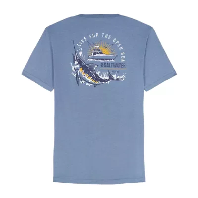 IZOD Saltwater Mens Crew Neck Short Sleeve Classic Fit Graphic T-Shirt