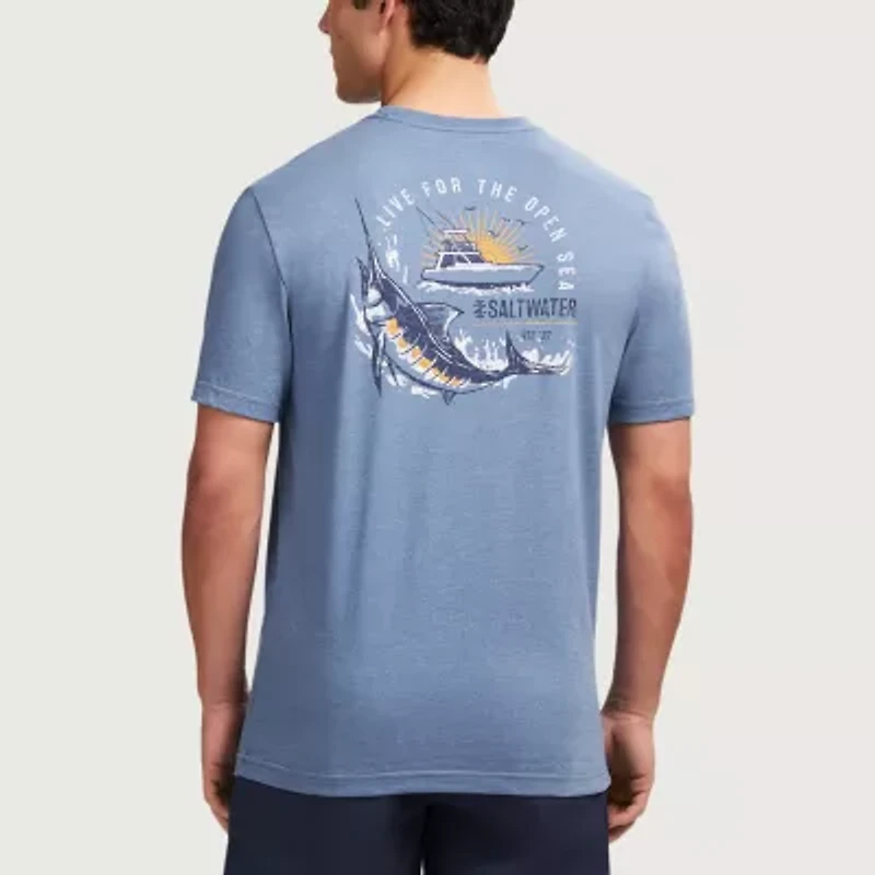 IZOD Saltwater Mens Crew Neck Short Sleeve Classic Fit Graphic T-Shirt