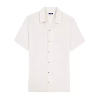 IZOD Saltwater Dune Texture Mens Short Sleeve Classic Fit Button-Down Shirt