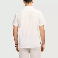IZOD Saltwater Dune Texture Mens Short Sleeve Classic Fit Button-Down Shirt