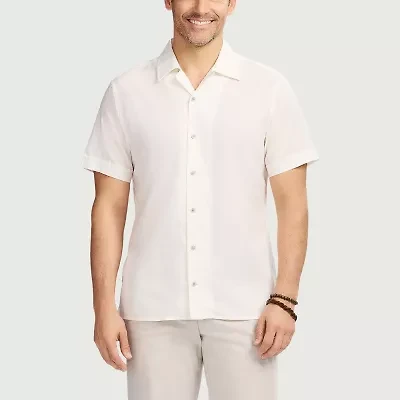 IZOD Saltwater Dune Texture Mens Short Sleeve Classic Fit Button-Down Shirt