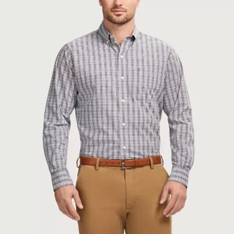 IZOD Performance Comfort Mens Long Sleeve Cuffed Classic Fit Stretch Fabric Button-Down Shirt