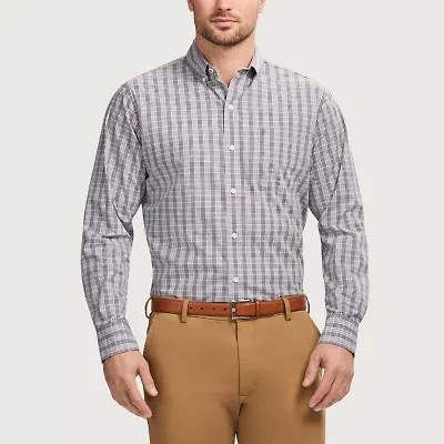 IZOD Performance Comfort Mens Long Sleeve Cuffed Classic Fit Stretch Fabric Button-Down Shirt