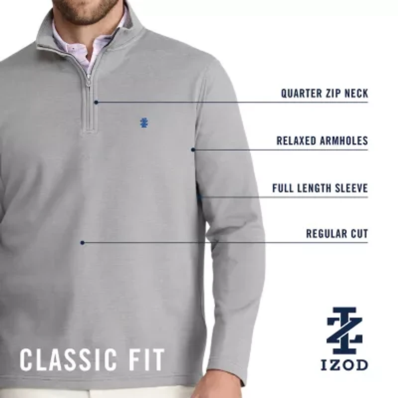 IZOD Luxury Sport Textured Mens Long Sleeve Quarter-Zip Pullover