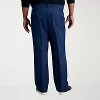 Haggar Stretch Denim Mens Straight Classic Fit Big and Tall Pleated Pant